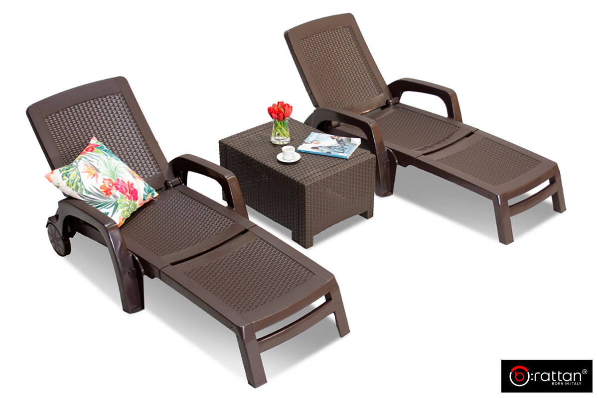 Шезлонг B:rattan MIAMI складной, коричневый (дисконт) — изображение 2