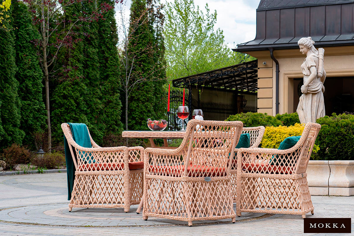 Комплект плетеной мебели MOKKA VILLA ROSA (4 кресла) + 4 подушки — изображение 19