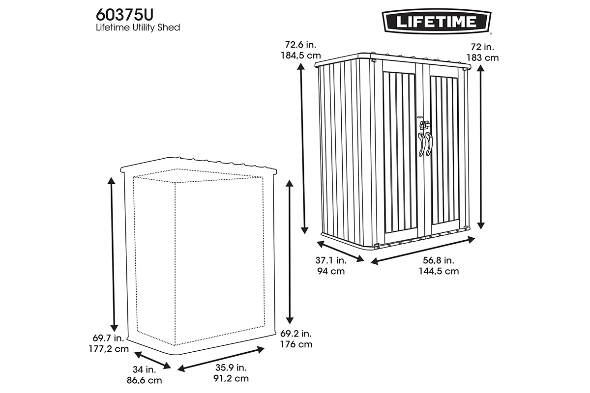Шкаф-сарай высокий Lifetime Utility 183*97,9*147.5см 2060л — изображение 2